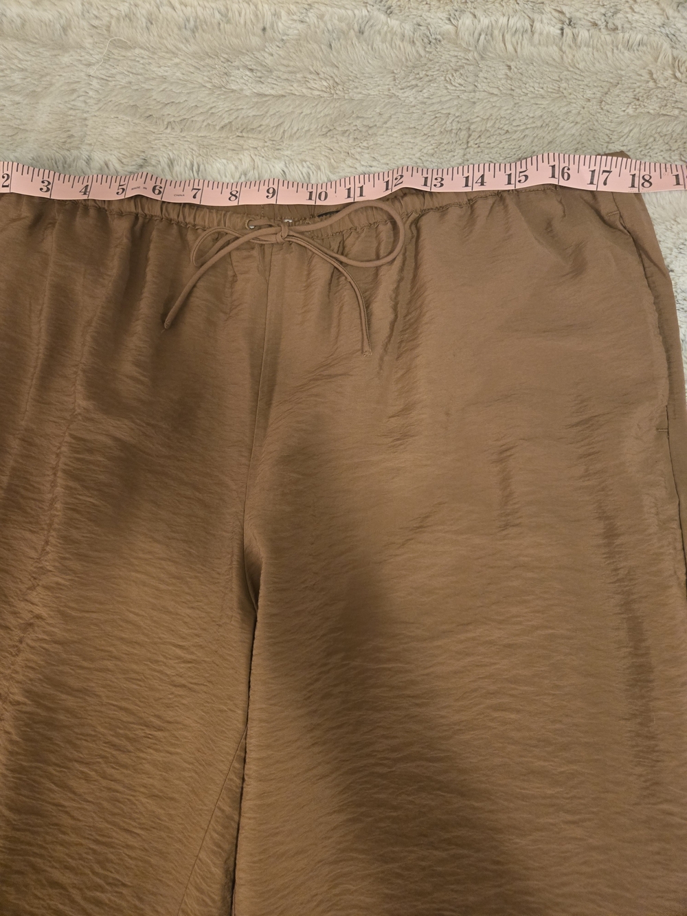 Divided Brown Lace Trimmed Wide-Leg Drawstring Pants - Picture 8 of 10